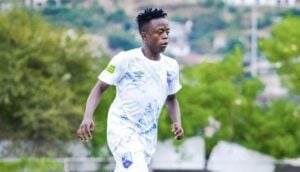 Upington City FC defender Jabulani Mokone in action