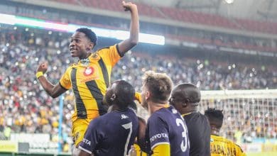 Kaizer Chiefs celebrating a goal against Stellenbosch FC