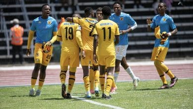 Kaizer Chiefs DDC players celebrating a goal against Marumo Gallants