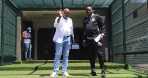 Khurishi Mphahlele and Dan Malesela posing for a picture