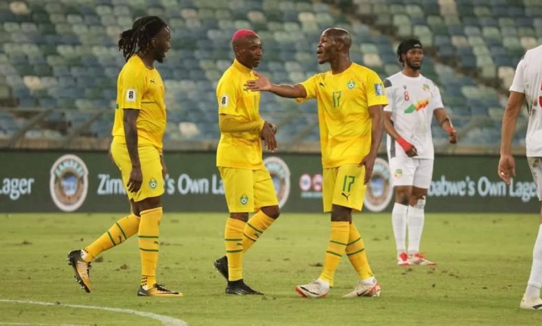 Knowledge Musona with Khama Billiat and Jordan Zemura during their match against Benin