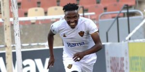 Lesiba Nku celebrating a goal for Stellenbosch