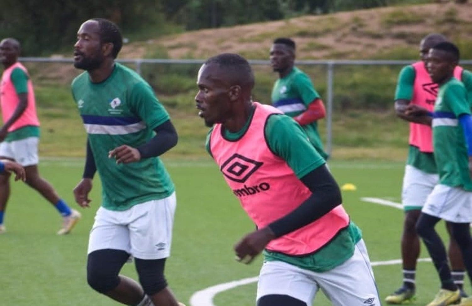 Lesotho national team players during a training session 