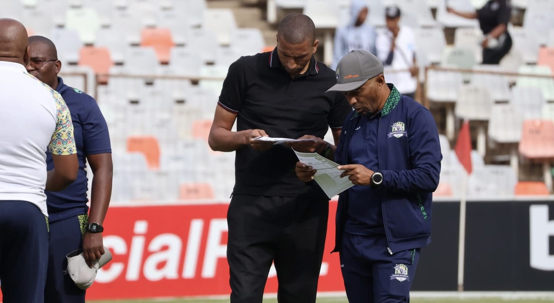 Marumo Gallants technical team doing the pitch inspection 