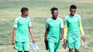 Marumo Gallants' Masindi Nemtajela with his teammates