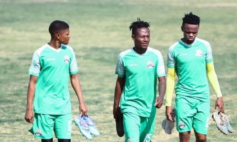 Marumo Gallants' Masindi Nemtajela with his teammates