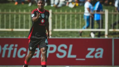 Mbekezeli Mbokazi in action for Orlando Pirates against SuperSport United in a Nedbank Cup quarterfinal match