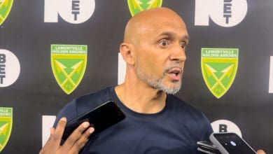 Mamelodi Sundowns coach Miguel Cardoso speaking with media