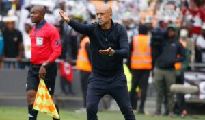 Miguel Cardoso coaching at FNB Stadium during a game