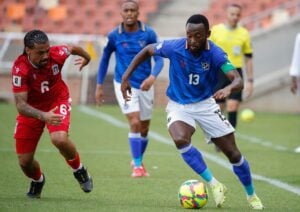 Peter Shalulile playing for Namibia at the Peter Mokaba Stadium.