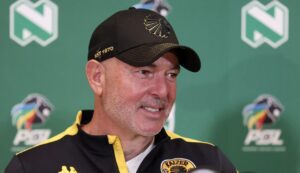 Kaizer Chiefs coach Nasreddine Nabi speaking to the media during the presser