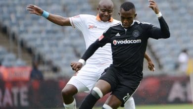 Former Orlando Pirates defender Patrick Phungwayo on the ball