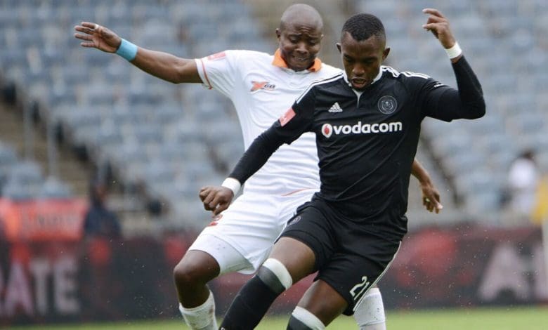 Former Orlando Pirates defender Patrick Phungwayo on the ball