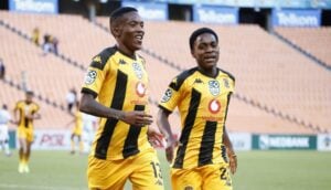 Pule Mmodi celebrating after scoring for Kaizer Chiefs