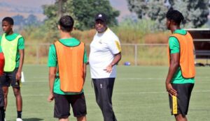 SA U20 coach Raymond Mdaka conducting a training session