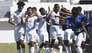 SA U-20 national team celebrating a goal
