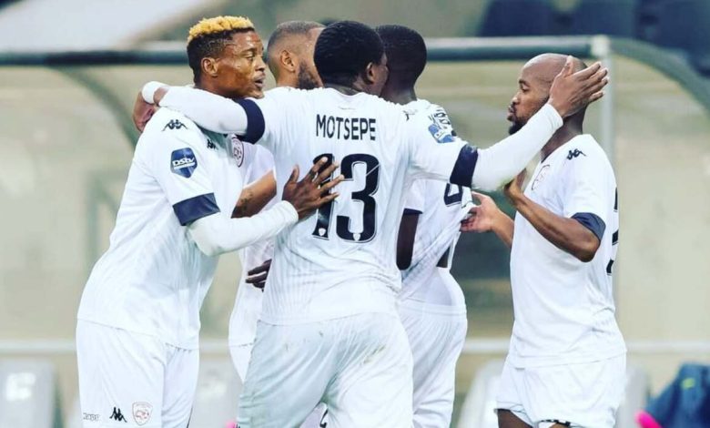 Sello Motsepe of Magesi FC with his teammates during his time at Sekhukhune United