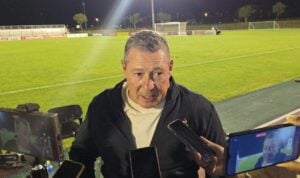 Stellenbosch FC coach Steve Barker talking to the media.