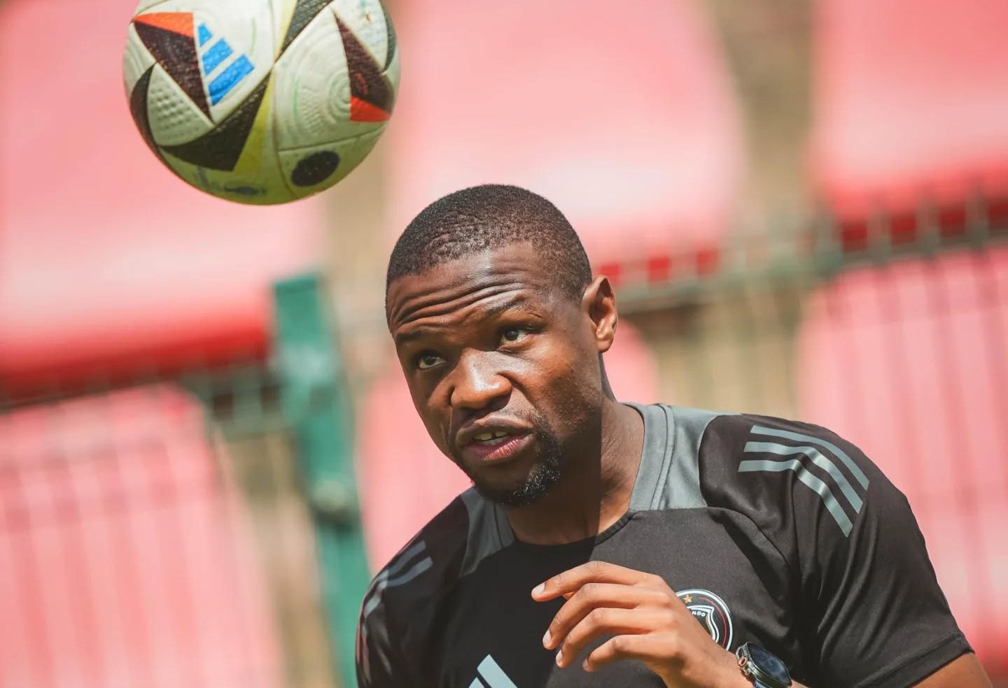 Orlando Pirates striker Tshegofatso Mabasa at training