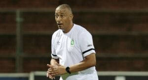 AmaZulu FC goalkeeper coach Wendell Robinson during the warm-up session