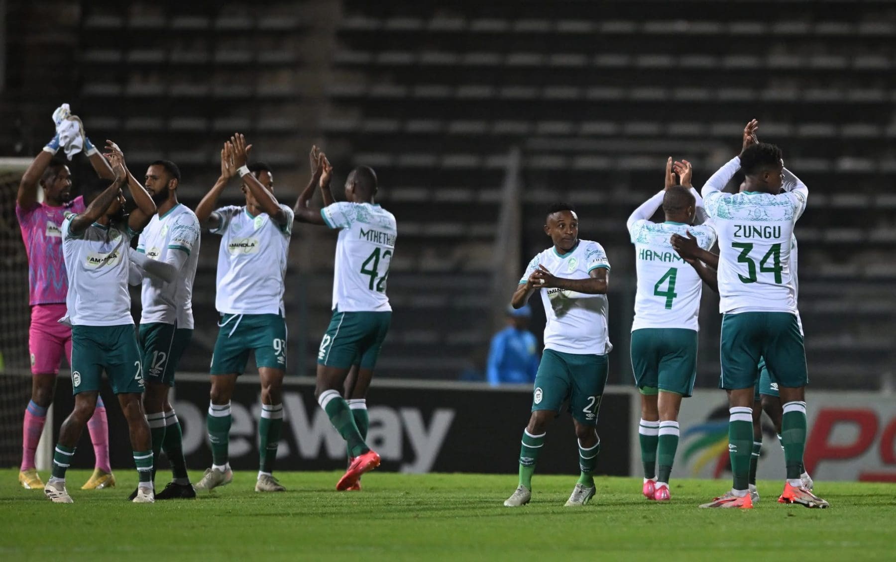 AmaZulu FC players ahead of the match 