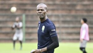 AmaZulu FC coach Arthur Zwane during the warm-up session