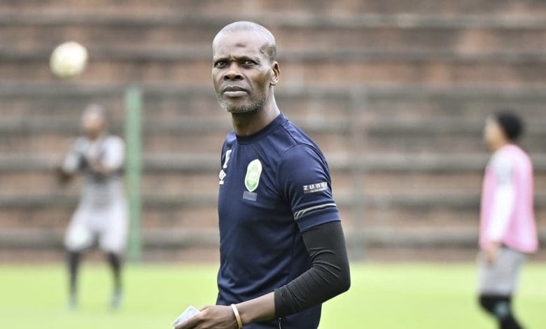 AmaZulu FC coach Arthur Zwane during the warm-up session