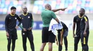 Bafana Bafana CHAN coach Molefi Ntseki addressing the players