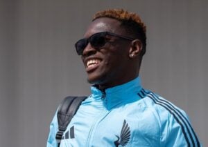 Minnesota United forward Bongokuhle Hlongwane ahead of match.