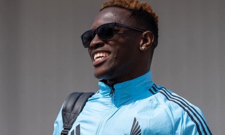 Minnesota United forward Bongokuhle Hlongwane ahead of match.