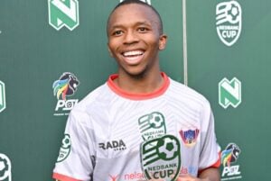 Chippa United midfielder Aphelele Teto with his Man of the Match award