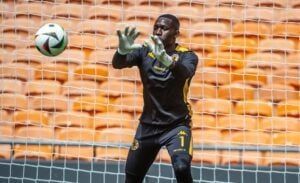 DStv Diski Challenge goalie Takalani Mazhamba warning up before a game
