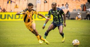 Daniel Msendami in action for Marumo Gallants against Kaizer Chiefs