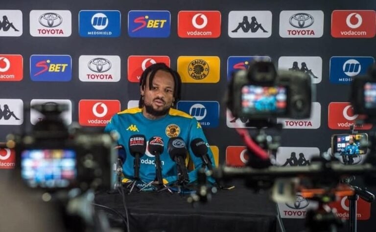 Left-back Edmilson Dove addressing a press conference