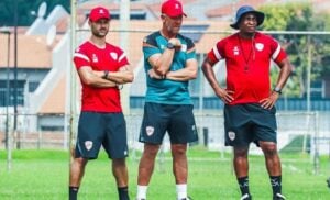 Eric Tinkler of Sekhukhune United with his technical team