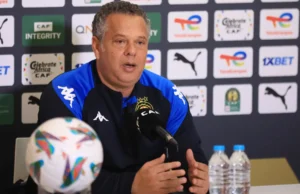 Esperance coach Maher Kanzari addressing the media