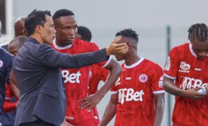 Simba SC coach Fadlu Davids giving instructions to his players