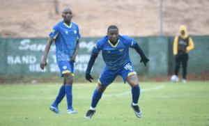 George Maluleka and Lehlohonolo Nonyane in action for Kruger United