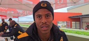 Kaizer Chiefs left-back Happy Mashiane talks to the media in Polokwane