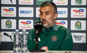 Orlando Pirates coach Jose Riveiro addressing the media in Soweto