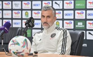 Jose Riveiro of Orlando Pirates during a presser