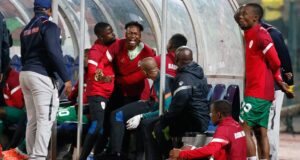 Katlego Otladisa in a fight with Keletso Makgalwa at Sekhukhune United