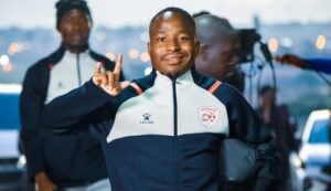 Keletso Makgalwa in action for Sekhukhune United against Orlando Pirates