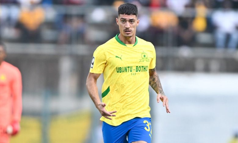 Lucas Suarez of Mamelodi Sundowns during the Betway Premiership 2024/25 match between Mamelodi Sundowns and Kaizer Chiefs at Lucas Moripe Stadium in Pretoria on 1 March 2025