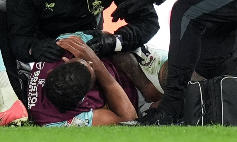 Injured Burnley FC frontman Lyle Foster