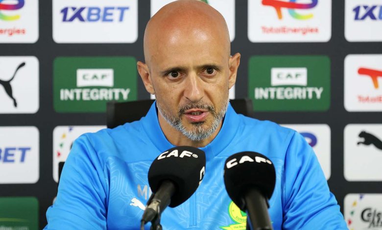 Mamelodi Sundowns coach Miguel Cardoso speaking