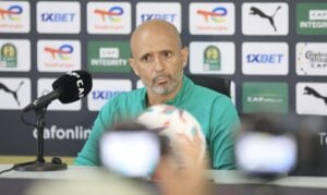 Mamelodi Sundowns coach Miguel Cardoso speaking during presser