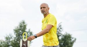 Mamelodi Sundowns coach Miguel Cardoso walking on the training ground