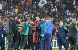 Orlando Pirates and Algerian club MC Alger chaos. Both teams fined by CAF
