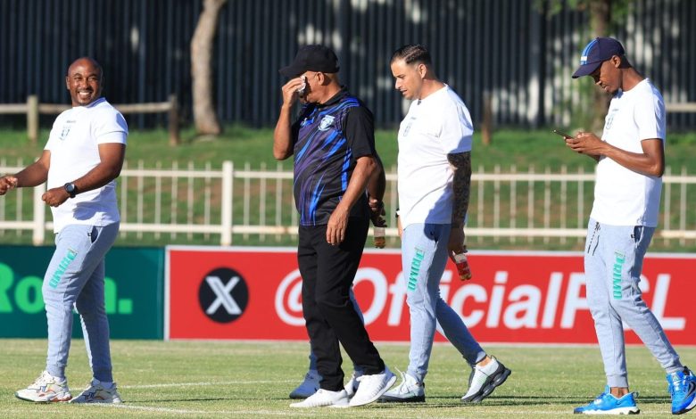 Magesi FC coach Owen Da Gama with his technical team